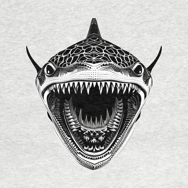 Front-Facing Shark With Wide Open Mouth For Shark Enthusiast by Styloutfit